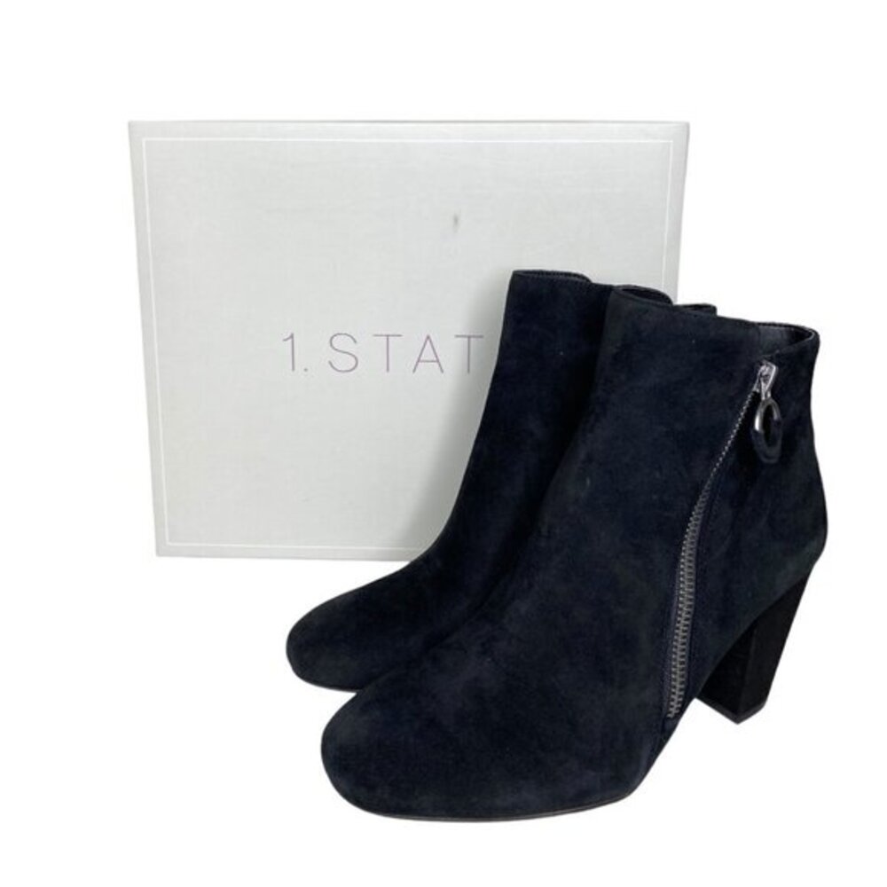 1. State Preete Black Suede‎ Side Zip Booties Size 7.5 New With Box